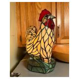 Set of Decorative Bowls and Stained Glass Rooster Lamp