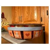 Set of Decorative Bowls and Stained Glass Rooster Lamp