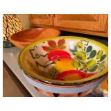 Set of Decorative Bowls and Stained Glass Rooster Lamp