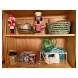 Mixed Lot of Nutcracker Figures, Kitchen Glassware, and Small Appliances