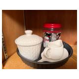 Assorted Kitchenware Collection Including Mugs, Bowls, and Bakeware