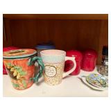 Assorted Kitchenware Collection Including Mugs, Bowls, and Bakeware