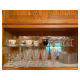 Collection of Fine Bone China Cups and Crystal Stemware