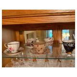 Collection of Fine Bone China Cups and Crystal Stemware