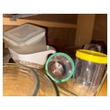 Collection of Kitchenware including Mixing Bowls, Electric Knife, and Storage Containers