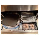 Assorted Kitchenware Collection Including Drip Pans and Cooling Racks