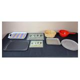 Collection of Kitchen Accessories Including Trays and Baskets
