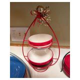 Colorful Stoneware Dishware Set with Metal Holders