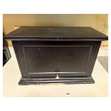 Black Wooden Bread Box with Lift-up Front Cover