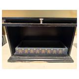 Black Wooden Bread Box with Lift-up Front Cover