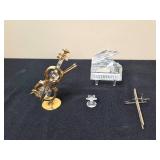 Collection of Crystal and Gold Miniatures with Cut Glass Centerpiece