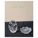 Collection of Crystal and Glass Decor including Bowl, Paperweight, and Figurines