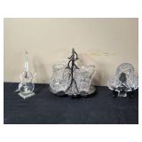 Collection of Crystal Decorative Pieces: Violin, Small Pitcher Set, Decorative Plate