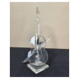 Collection of Crystal Decorative Pieces: Violin, Small Pitcher Set, Decorative Plate