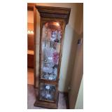 Wooden Curio Cabinet with Glass Shelves - contents NOT included