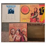 Collection of Vintage Vinyl Records Including Nat King Cole and Puccini
