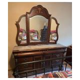 Vintage Wooden Dresser with Mirror Set