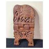 VTG Hand Carved (Elephant) Wooden Foldable Book Stand & Assorted Home Decor Collection Including Candles, Trinket Tray, and Decorative Plates