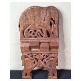 VTG Hand Carved (Elephant) Wooden Foldable Book Stand & Assorted Home Decor Collection Including Candles, Trinket Tray, and Decorative Plates
