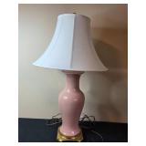 Elegant Pink Ceramic Table Lamp with White Fabric Shade