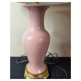 Elegant Pink Ceramic Table Lamp with White Fabric Shade