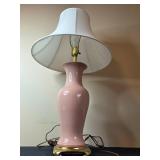 Elegant Pink Ceramic Table Lamp with White Fabric Shade