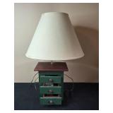 Vintage Table Lamp with Shade and Wooden Box Set