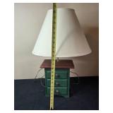 Vintage Table Lamp with Shade and Wooden Box Set