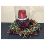 Rustic Wooden Candle Holder Set with Decorative House and Box