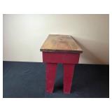 Rustic Wooden Bench with Red Legs