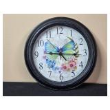 Lot of 2 Decorative Clocks: DECOZ Mantel Clock and Butterfly Wall Clock - both untested