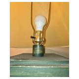 Classic Green Pedestal Table Lamp with Beige Shade