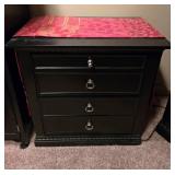 Black Wooden Nightstand with 3 Drawers