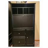 Black Secretary Desk with Storage Compartments