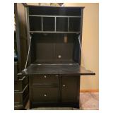 Black Secretary Desk with Storage Compartments