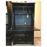 Black Secretary Desk with Storage Compartments