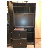 Black Secretary Desk with Storage Compartments