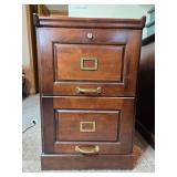 Wood Filing Cabinet with Brass Like Accents