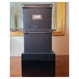 Set of 3 Black Storage Boxes with Metal Hardware