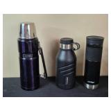 Collection of Assorted Beverage Containers including Thermos and Contigo Bottles
