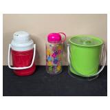 Collection of Assorted Beverage Containers including Thermos and Contigo Bottles