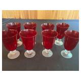 Vintage Red Goblet and Glass Candle Holders with Decorative Plate