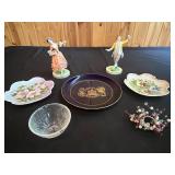 Dresden Figurines, VTG Collection of Porcelain Plates and Glass Bowl