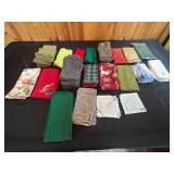 Assorted Collection of Fabric Napkins and Embroidered Squares