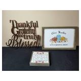 Set of 3 Rustic Home Decor Signs - Grateful & Thankful Themes