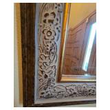 Ornate Wall Mirror with Decorative Wooden Frame, 42" x 30"
