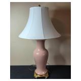Vintage Ceramic Table Lamp with White Fabric Shade