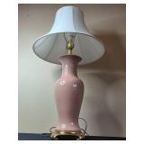 Vintage Ceramic Table Lamp with White Fabric Shade