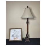 Decorative Table Lamp and P. Graham Dunn Wooden Wall Art