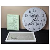 Inspirational Wall Decor Set: Clock, Plaque, and Psalm 91:4 Art